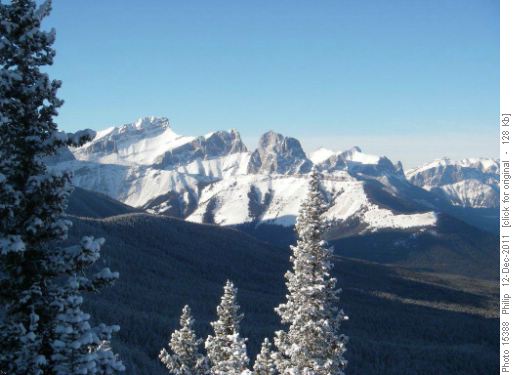 Blue sky over Three Sisters