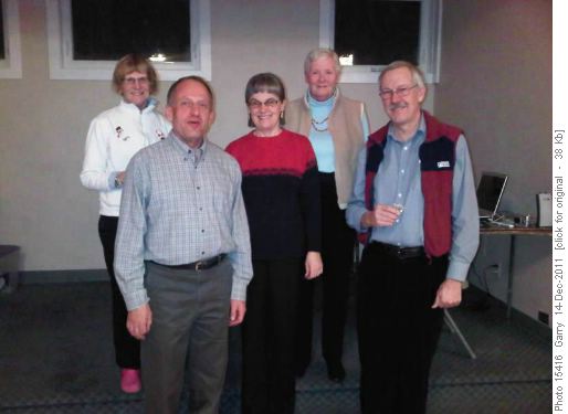 Pin Awards 2011: {172 Christine Grotefeld} (Gold:150 person-days), {906 Carl Von} (Silver: 100), {223 Rita Polt} (Bronze: 50), {231 Dorothy-Ann Reimer} (Gold: 200) & {177 Ron Hunter} (Gold: 200). Absent: {278 Francisco Gali} (Bronze: 50).