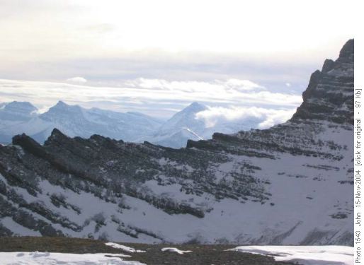 Elk range viewed over ridge above Picklejar