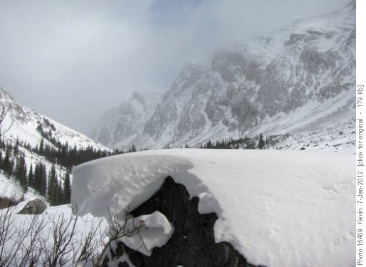 Beginning of the rockslide area in Headwall valley