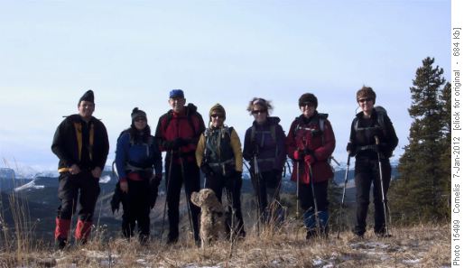 On Sandy McNabb Hill summit (1,548m): Cornelis, Sharon, Joe, Kathy, Carolyn, Barb, Jennifer and 