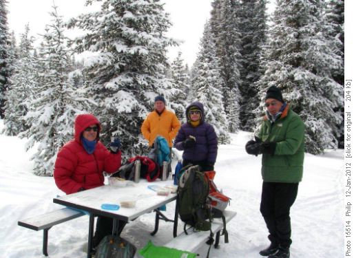 A chilly lunch--Ron, Laszlo, Kathy and Bernie