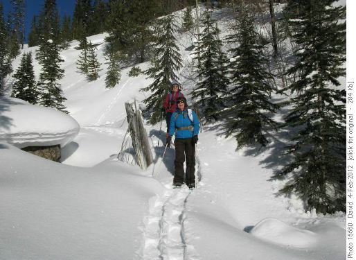 Happy snowshoers in the sunshine