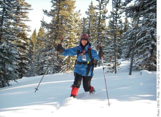 Christine cranking a turn