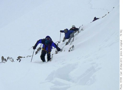 Some steep postholing up to Mt St Nicholas