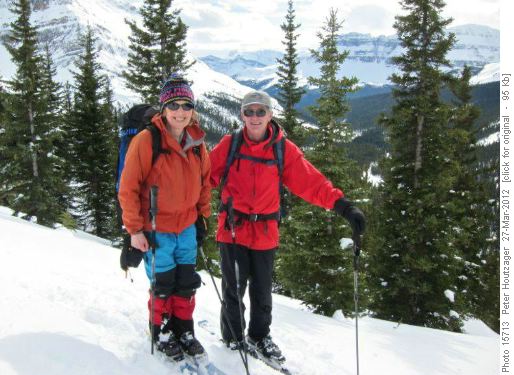 Skiing the glades on the way down looking west