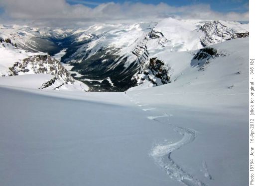 {140 Nor Acqur} enjoying April powder on north glacier of Observation Sub peak.
