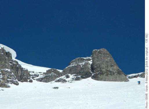 Tom at the high point with cornices to left