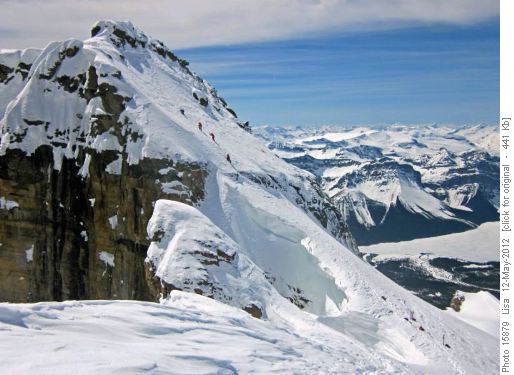 Ascending Mount Hector summit block.