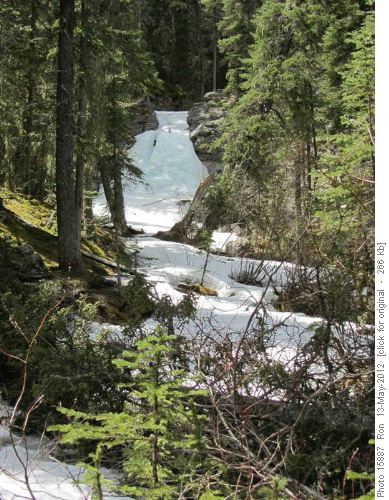 Snowy waterfall on Jewell Pass trail