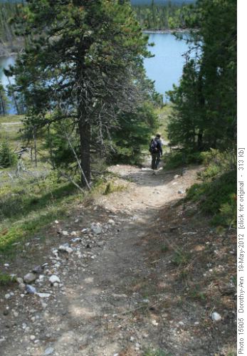 Donna edges down the steep trail back to Lake No. 1