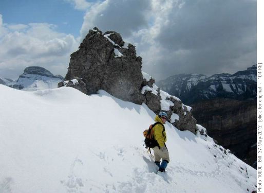 Doug on the descent, bypassing a pinnacle