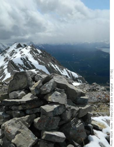 looking south from the summit cairn along the ridge to the subpeak