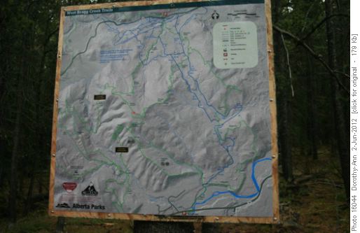 Temporary map at 3 trail junction near top