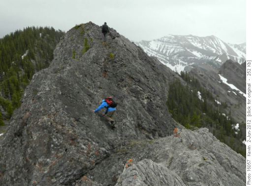 Damian and Christine exploring further along the ridge