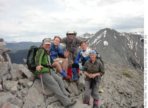 Highest point at west ridge of Mt. Baldy, Stan, Jim, Norman,Gerald, Janice