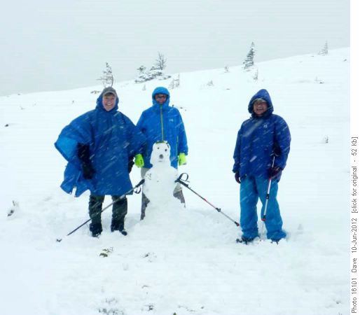 Snow man, other hikers from Red Deer