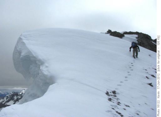 Large cornice near the summit