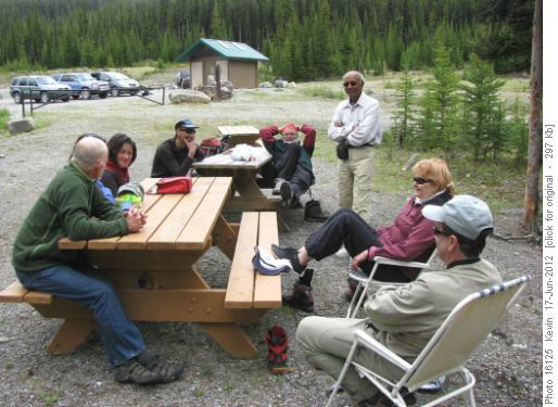 Group relaxing at Mt Shark parking lot