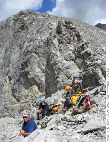 Lunch break at the top of the cliffbands