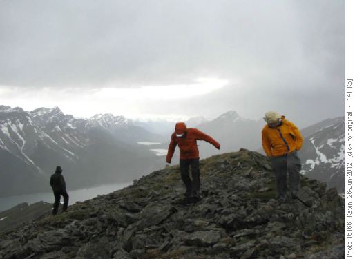 Wind and rain on the summit of Red Ridge