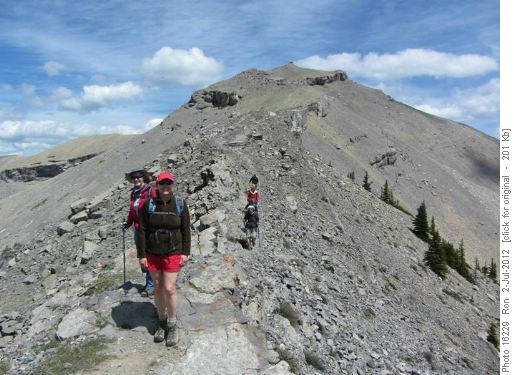 Coming down the ridge, Maryetta & Teresa in foreground
