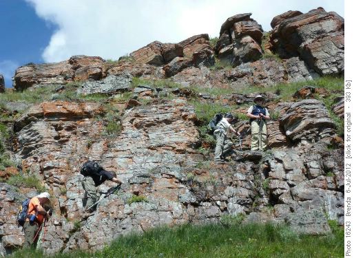Navigating the rock steps