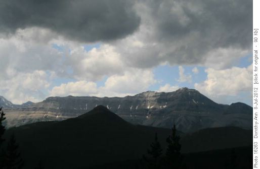 Mt Ware looks stark against the sunny Bluerock behind