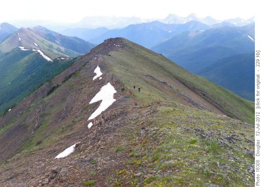 Starting down with view of whole ridge and the 2 Picklejar Hills in the distance
