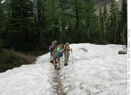 There were a few large snowpatches beyond Lake Annette