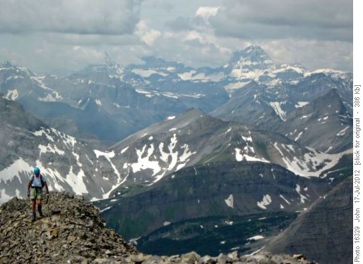{212 Dav Mul} on summit ridge Mount Kidd