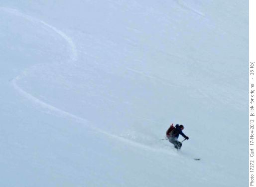 Kevin making turns on SW slope of Pocaterra Ridge
