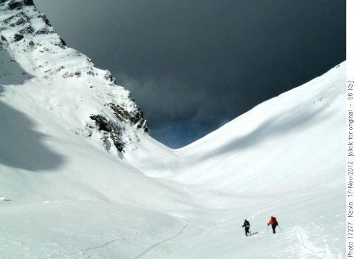 Skiing up to Little Highwood Pass