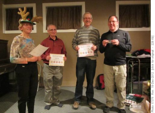 2012 awards: {172 Christine Grotefeld} (Red Rammie), {225 Carl Potter} (Gold Rammie), {177 Ron Hunter} (Red Rammie), {777 Dav Harding} (Silver pin). Absent: {231 Dorothy Reimer} (Red Rammie).