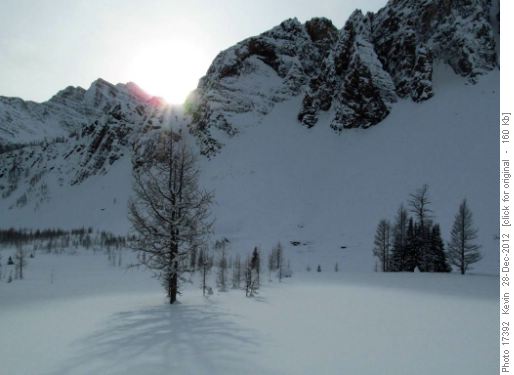 Shadows in the snow above Taylor Lake