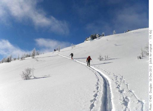 Nearing the top of the ridge at Bourgeau Meadows