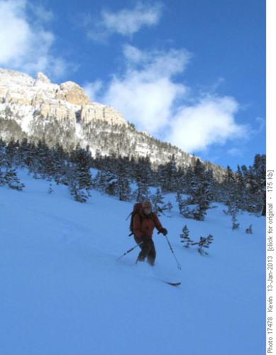 John on the second run down untracked powder