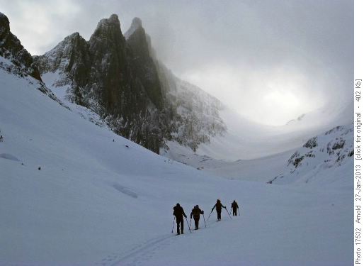 Mt Robertson (our col to the left)
