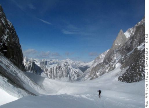 Looking back down the French Glacier from the French-Haig Col