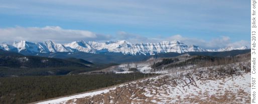View of Blue Rock Mountain (2,789m) and Front Ranges from Long Prairie Ridge.