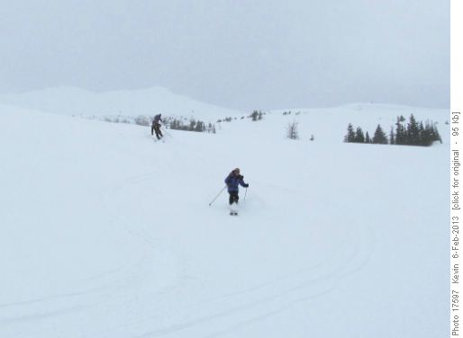 Skiing the benches below South Burstall
