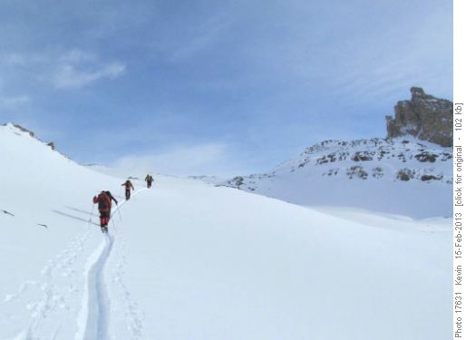 Heading up to the unnamed pass behind Dolomite Peak