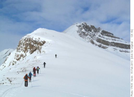 Heading up to the ridge high point with Cirque Peak in the background