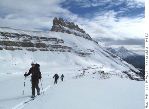Rosanne and the gang with Dolomite Peak as a backdrop