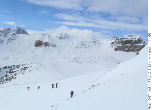 Heading up from treeline to the ridge