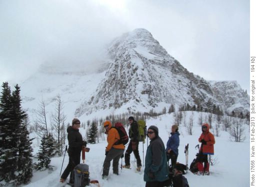 Getting ready to ski down to Eohippus Lake