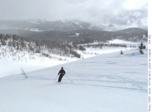 Bill skiing the slopes below the North end of the Ramparts