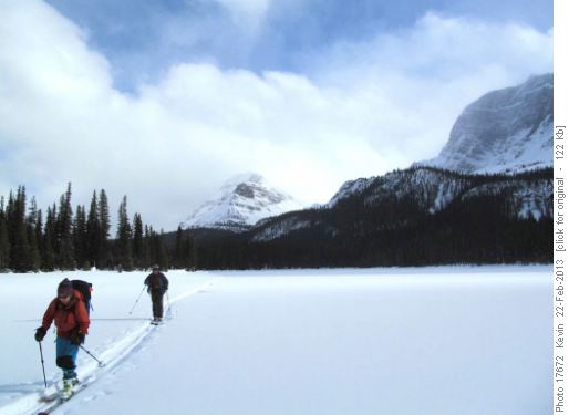 Skiing the Bow River flats on the way back to the vehicles