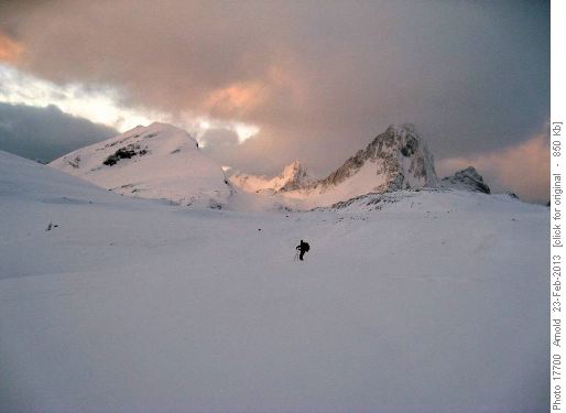 Sunset on Snow Peak and Mt Birdwood