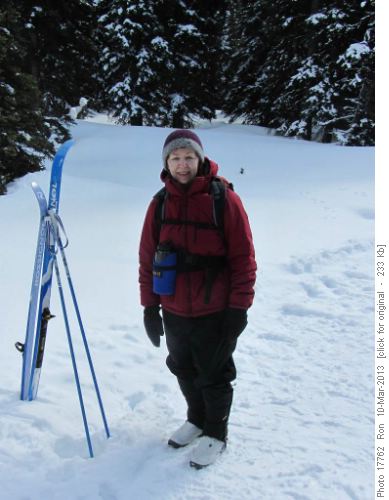 {1130 Janet Guglich} shows off new skis and boots